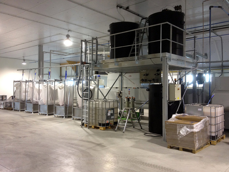 Automatic treatment station and water storage after flocculation